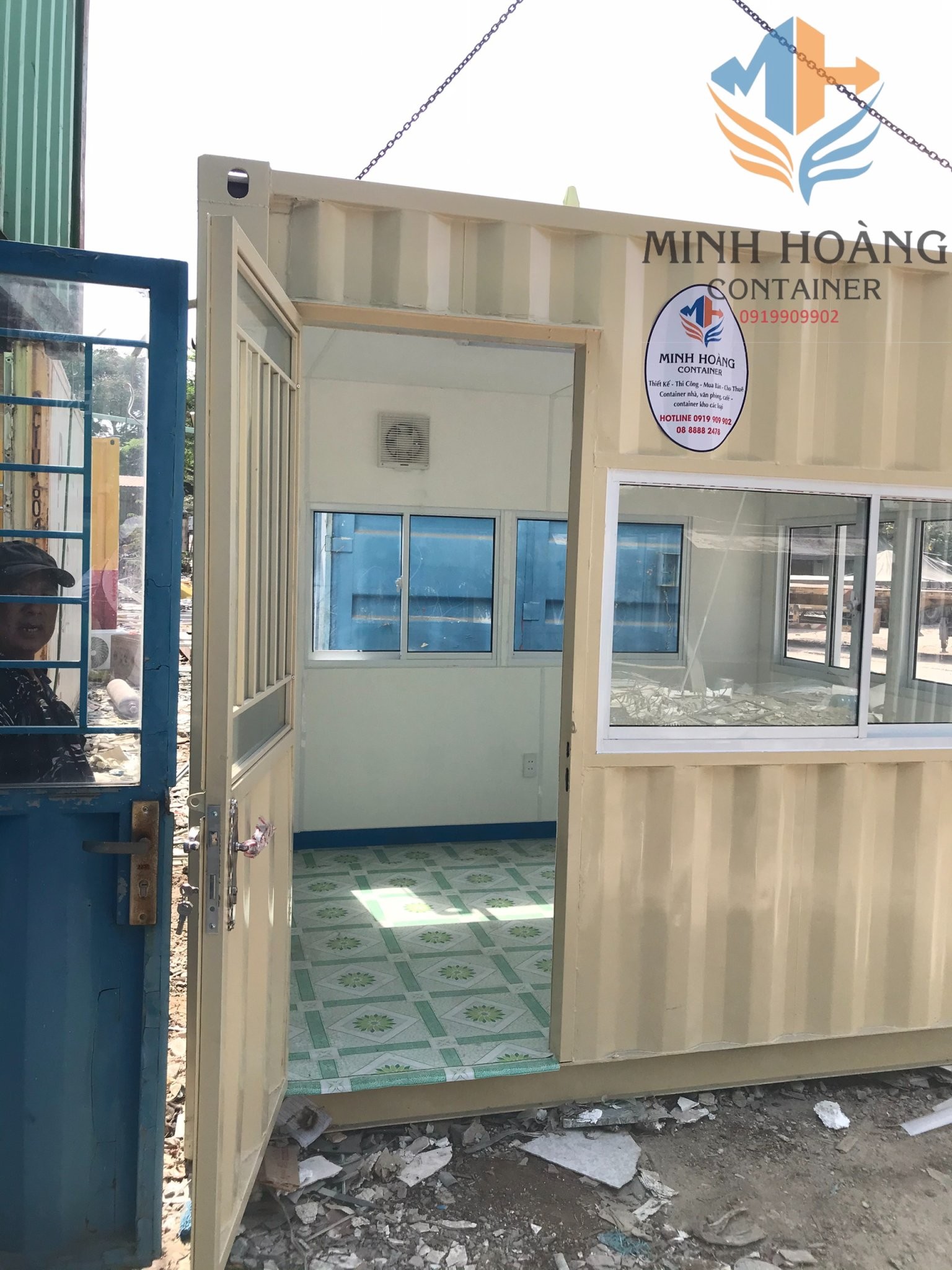 Container văn phòng 10 feet vàng kem